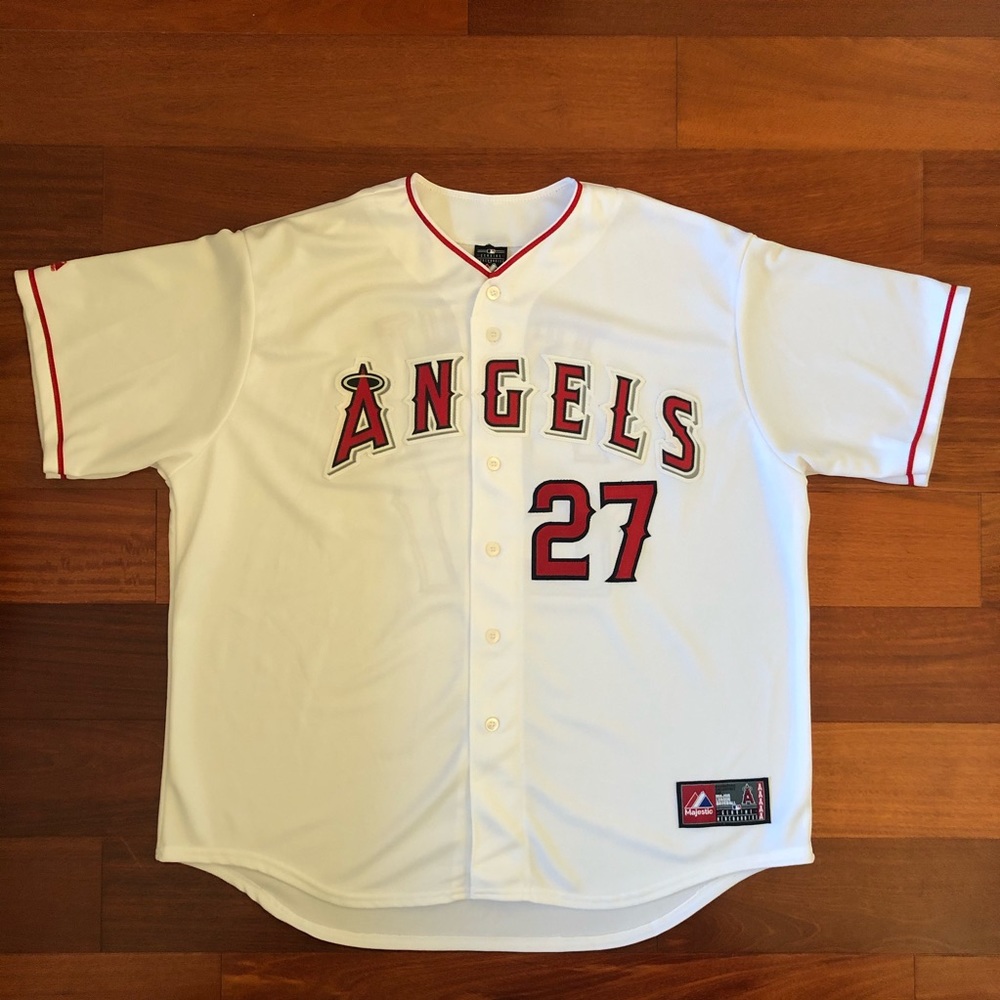 Men's White Angels Jersey Mens XXL, Trout #27